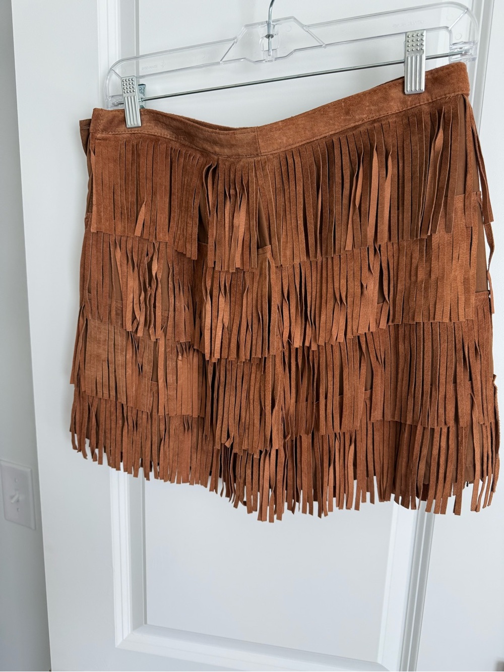 Fringe genuine Suede Mini Skirt - Brown
